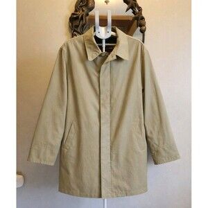 Andrew Marc Raincoat Jacket Mens L XL Tan Hidden Zip Front Trench Coat Overcoat